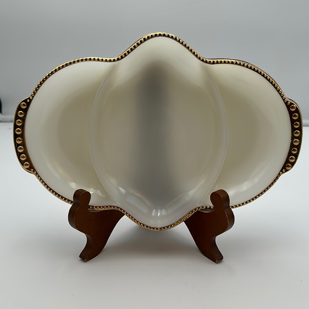 Anchor Hocking Vintage Fire King Milk Glass Divided Serving Tray